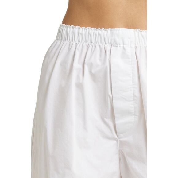 SKIMS Cotton Poplin Sleep Shorts Spa Embroidered Pull On Snow White NWT Size 4X - Picture 5 of 11